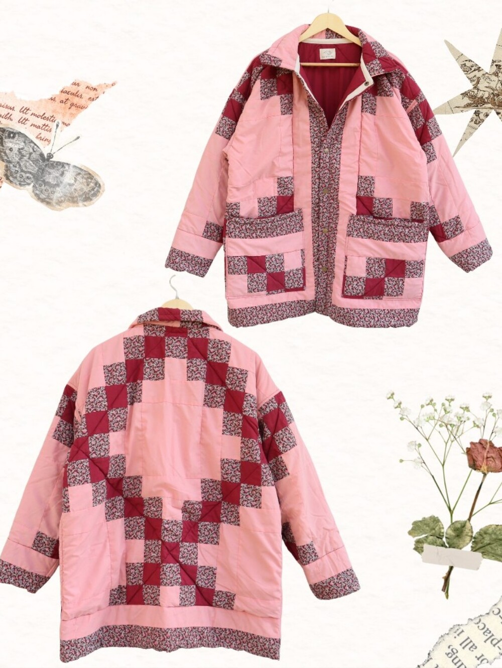 Upcycled Quilt Coat Patchwork Chore Coat Barn Jacket